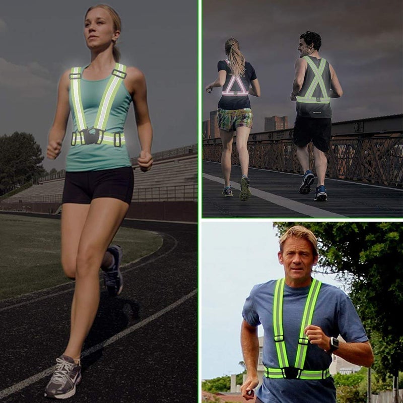 Chiwo Reflective Vest Running Gear 2Pack, High Visibility Adjustable Safety Vest for Night Cycling,Hiking, Jogging,Dog Walking, Construction safe (Green Pink) - Image 4